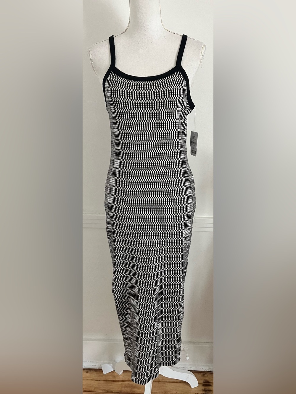 Known Supply • NWT Vermont Jacquard Black & White Knit Midi Slip Dress - Picture 5 of 8